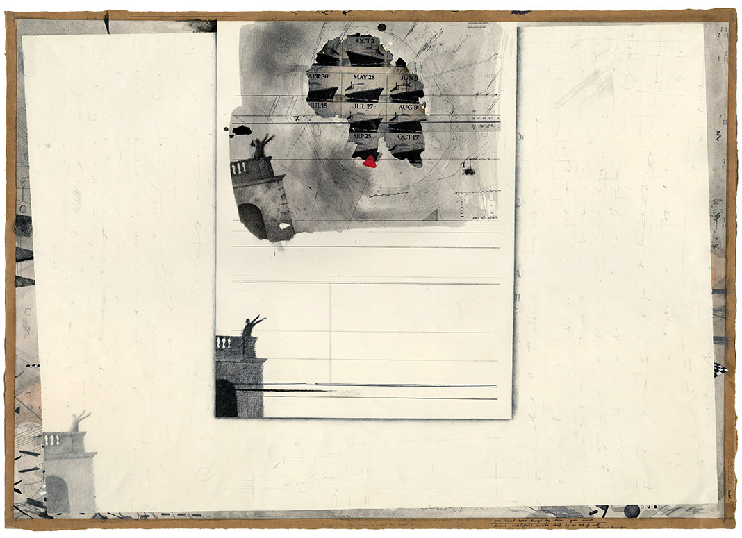 '3 Days away from Home is where the Heart is' ink, watercolour, collage 400x300mm 1978